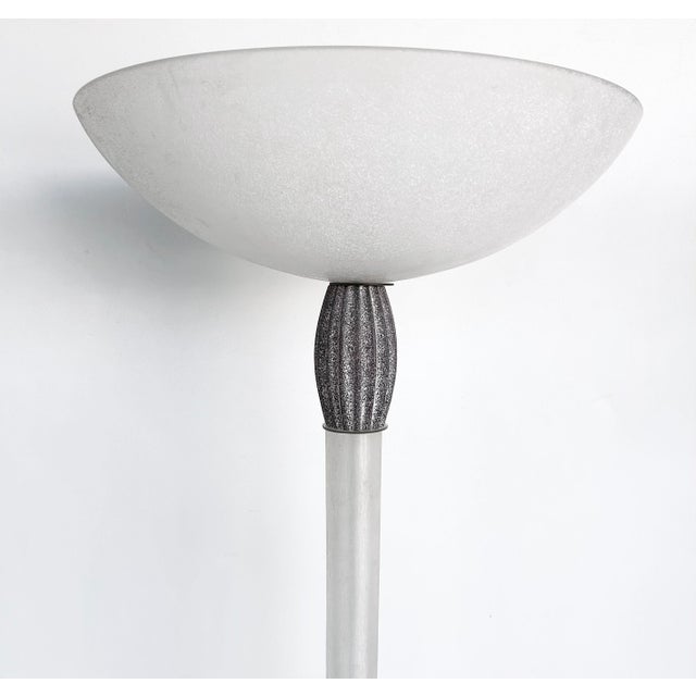 Modern 1980s Karl Springer Seguso Scavo Torchere Floor Lamp, in-Line Dimmer Switch For Sale - Image 3 of 8