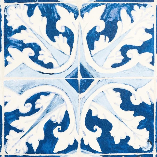 Contemporary Sample - Schumacher X Mary McDonald Azulejos Wallpaper in Azure For Sale - Image 3 of 6