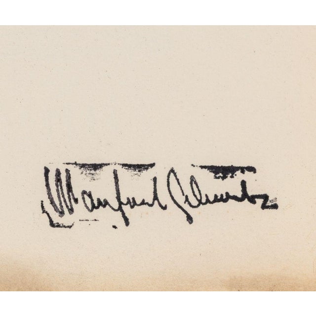 Figurative Manfred Schwartz Portrait of Man Charcoal on Paper For Sale - Image 3 of 4