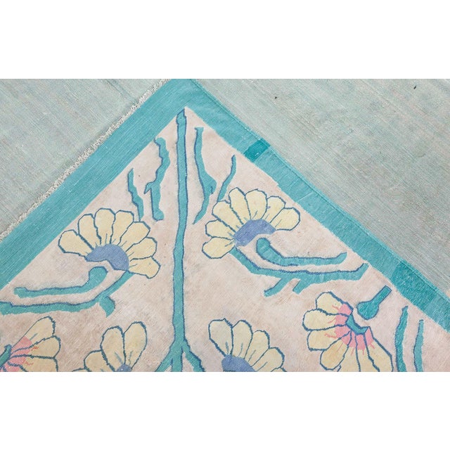 Doris Leslie Blau Vintage Indian Dhurrie Rug with Floral Border For Sale - Image 9 of 9