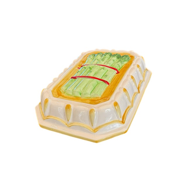 Asparagus Vintage Majolica Style Asparagus Wall Plaque For Sale - Image 8 of 10