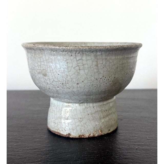 Early Korean White Ceramic Stem Bowl Joseon Dynasty For Sale - Image 15 of 16