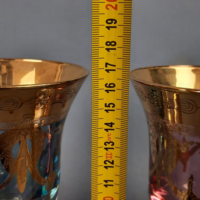 Blue and Pink Murano Glass and 24 Karat Gold His and Hers Goblets, 1970s, Set of 2 For Sale - Image 11 of 12