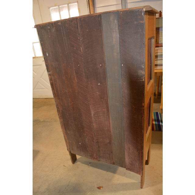 Vintage Wood & Brick Red Punched Tin Pie Safe Cabinet W/ Shelves & Lower Drawer For Sale - Image 13 of 18