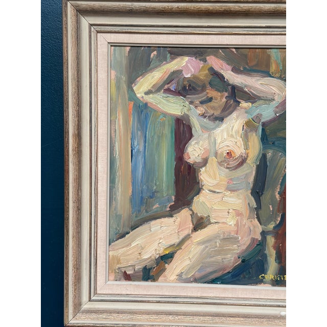 Gunnar Christenson, Nude Figurative Composition, 1950s, Oil Painting on Panel, Framed For Sale - Image 7 of 17