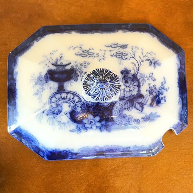 Antique Flow Blue Soup Tureen and Platter For Sale - Image 10 of 16