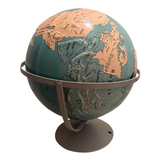 Massive Vintage 1990s Nystrom 18” Raised Relief School Globe – Table / Wall Mount For Sale