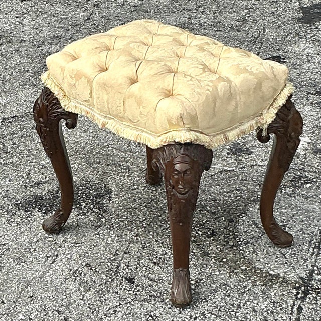 Vintage Boho Tufted Low Stool For Sale - Image 4 of 6