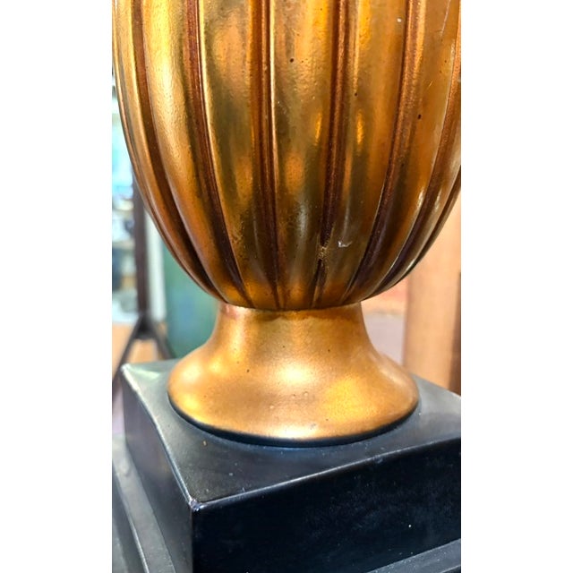 Mid Century Large Scale Gilt Ceramic Lamps For Sale In New York - Image 6 of 6