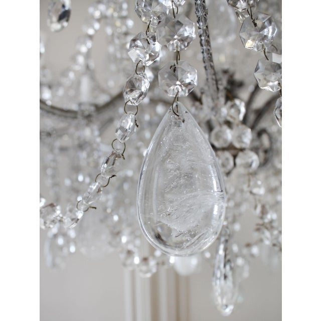 Antique Reproduction Italian Chandelier With Beaded Arms and Rock Style Crystals For Sale - Image 9 of 11