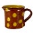 Antique 19th Century French Hand Painted Polkadot Pitcher in Caramel Brown, 4" H For Sale