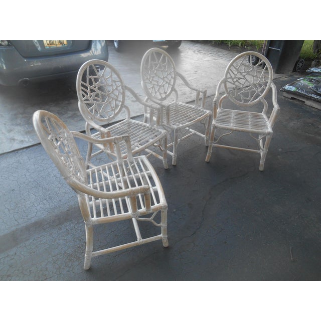 Wood Vintage McGuire Bamboo 5 Piece Cracked Ice Dining Set For Sale - Image 7 of 13