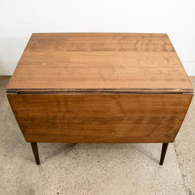 Mid Century Modern Dining Table Broyhill Walnut Drop Leaf X2 Rectangular MCM For Sale - Image 11 of 11