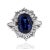 18k White gold ring with 6.37 carat royal blue sapphire weighing 6.37 carats and 2.21 carats of fine diamonds. 8.02 grams