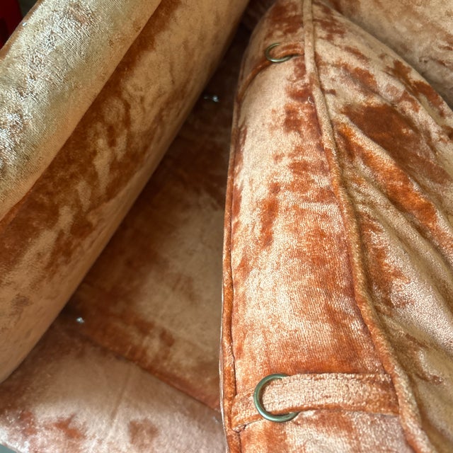 Vintage French Provincial Sofa in Rich Copper Crushed Velvet With Carved Wood Details and Cabriole Legs. Elegant, Warm, and Timeless. For Sale - Image 11 of 12