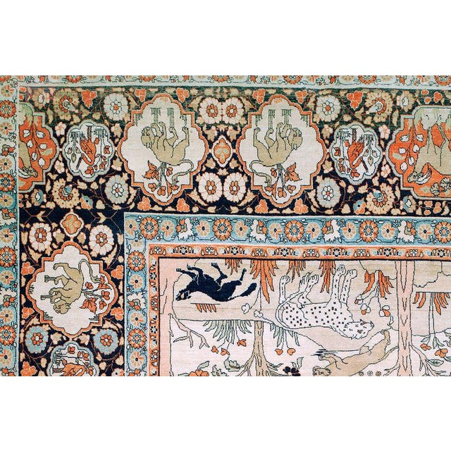 Zabihi Collection Pictorial Paradise Antique Tabriz Oversize Tree of Life Rug For Sale - Image 17 of 18