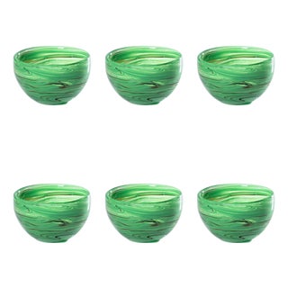 Delphine 6-Piece Set Glass Bowls, Multi Green For Sale