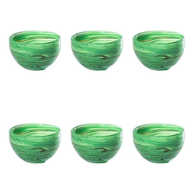 Delphine 6-Piece Set Glass Bowls, Multi Green For Sale