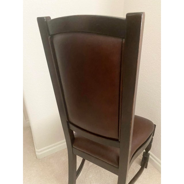 Late 20th Century Vintage South Cone Trading Company Tall Back Leather and Wood Chair Spanish Colonial Western Style Mint Condition. For Sale - Image 5 of 14