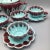 This set of Allen’s of California blue with a burgundy drip pattern comes with the rare teapot. The tea set includes 1...