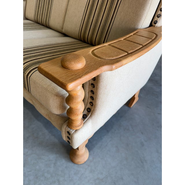 1970s Mid Century Danish Brutalist Henning Kjaernulf Oak Loveseat, Attributed For Sale - Image 5 of 13