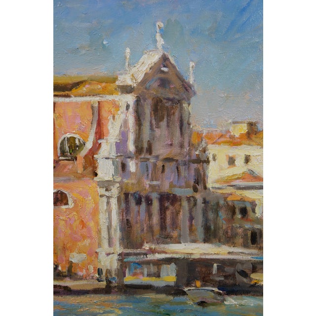 Late 20th Century Venice Reflections Leonard Wren Impressionist Oil Painting Canal San Stae For Sale - Image 5 of 12