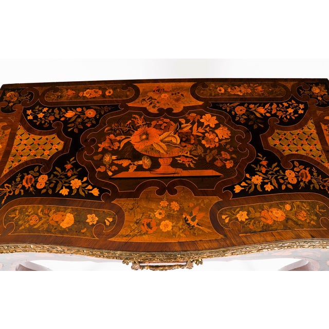 Antique French Louis Revival Floral Marquetry Console or Card Table, 19th Century For Sale - Image 10 of 18