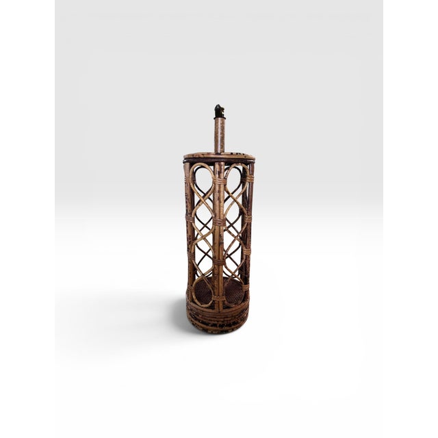 Vintage Coastal Bamboo & Rattan Openwork Table Lamp, 1970s For Sale In West Palm - Image 6 of 10