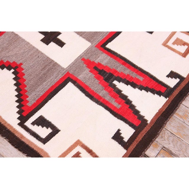 1930s 1930s White Star Geometric Antique Native American Navajo Crystal Flat Weave Rug For Sale - Image 5 of 9