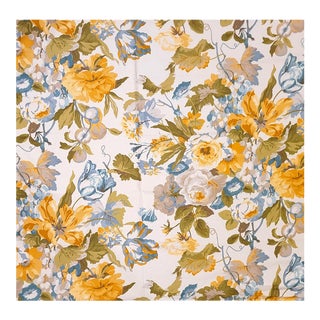 P. Kaufmann "Centerpiece" Lemon Floral Bouquet Cotton Fabric- 4.5 Yards For Sale
