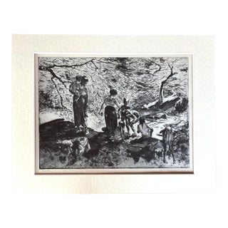 Vintage 1939 Print in 11x14 Mat, Ready to Frame: John E. Costigan, "Bathers" EUC For Sale
