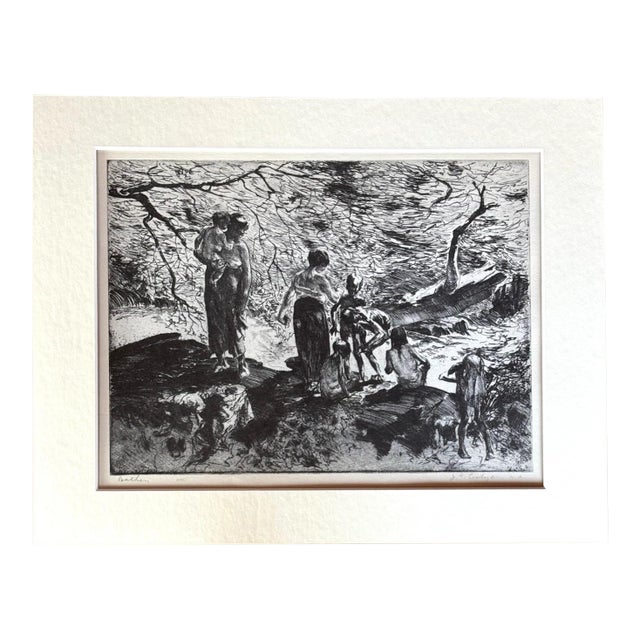 Vintage 1939 Print in 11x14 Mat, Ready to Frame: John E. Costigan, "Bathers" EUC For Sale