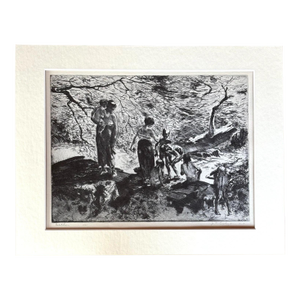 Vintage 1939 Print in 11x14 Mat, Ready to Frame: John E. Costigan, "Bathers" EUC