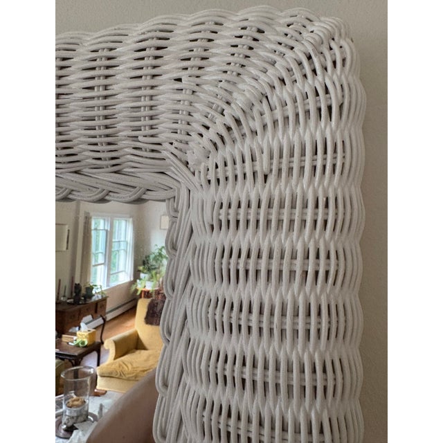 Vintage White Rectangle Wicker Frame Mirror For Sale In New York - Image 6 of 11