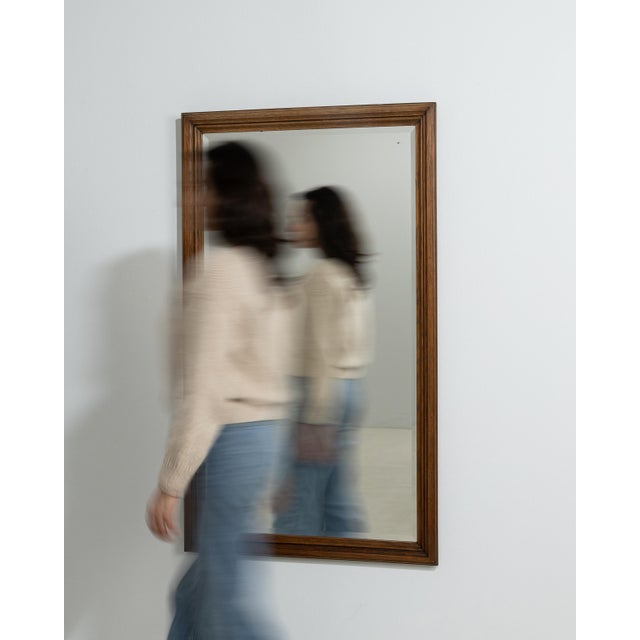 Mid 20th Century 20th Century French Natural Wood Framed Wall Mirror For Sale - Image 5 of 8