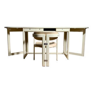 Augusto Savini for Pozzi Drop Leaf Gate Leg Desk with Matching Pamplona Chair For Sale