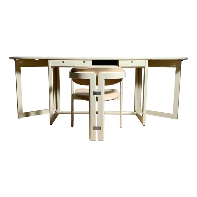 Augusto Savini for Pozzi Drop Leaf Gate Leg Desk with Matching Pamplona Chair For Sale