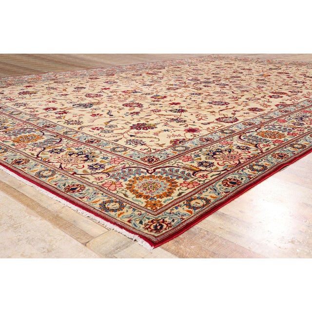 Ivory Late 19th Century Persian Kashan Rug, 10'03 X 16'02 For Sale - Image 8 of 10