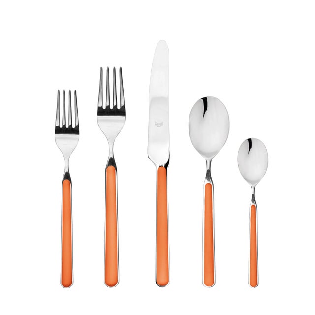 Contemporary Mepra Fantasia 5-Piece Flatware Set, Carrot For Sale - Image 3 of 3