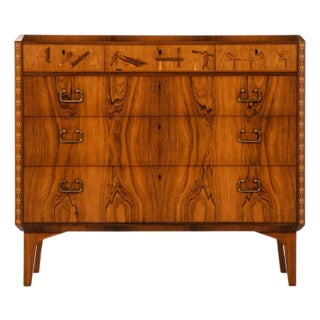 Bureau in Rosewood and Brass attributed to Tage Lindgren, 1954 For Sale