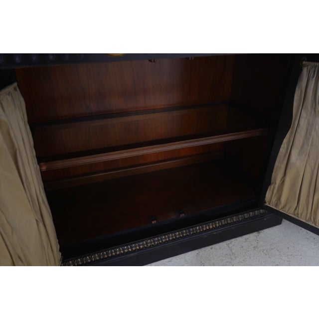 Wood Hickory White Regency Black & Gold Breakfront Bookcase For Sale - Image 7 of 18