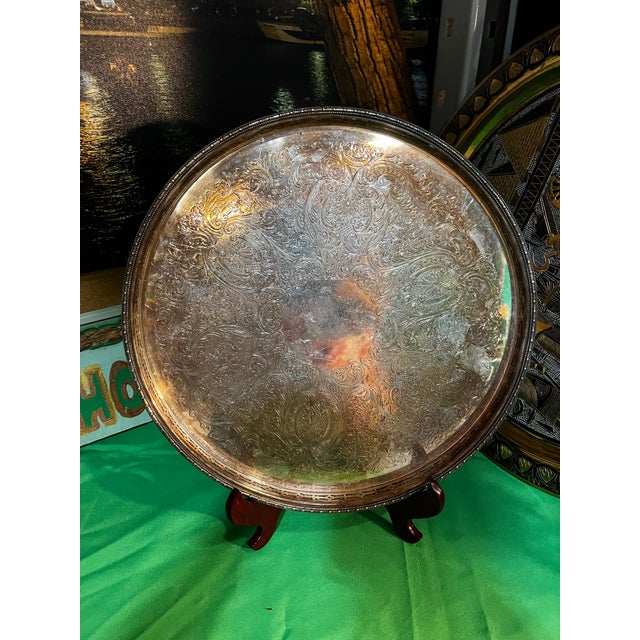 1970s Barker Ellis England Pierced Silver Tray For Sale - Image 9 of 9