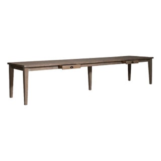 Late 20th Century France Weathered Grey Metal Long Metal-Legged Bench Table For Sale