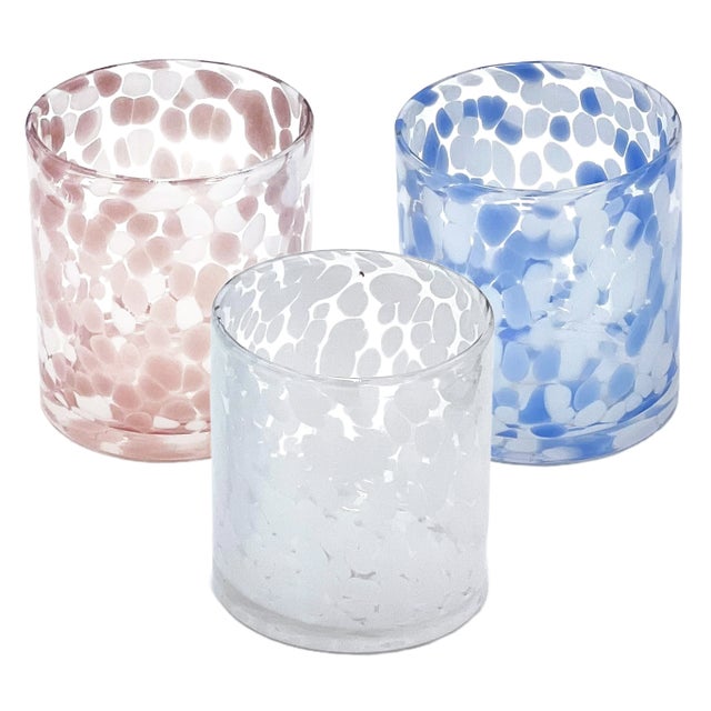 Italian Torcello Spotted Rosa Tumbler, White/Clear, Set of 4 For Sale - Image 3 of 4