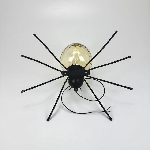 Metal Iron and Murano Amber Glass Spider Wall Lamp, 1960s For Sale - Image 7 of 10