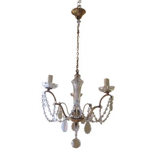 C1890 Petit French Louis XVI Crystal/ Bronze Chandelier For Sale