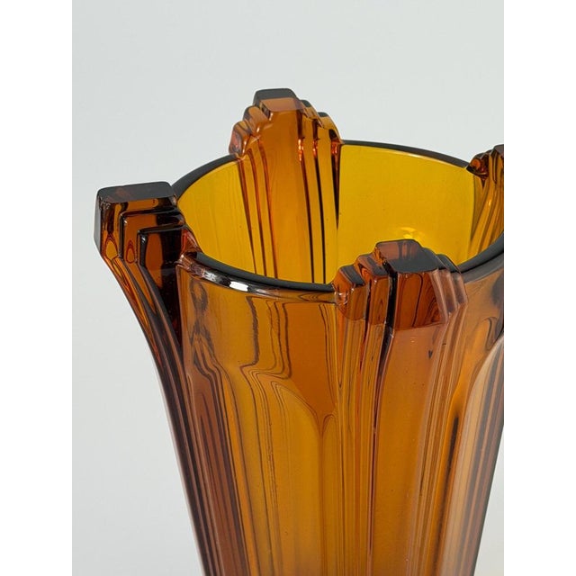 Bohemian Art Deco Amber Glass Vase, 1920s-1930s For Sale - Image 4 of 10
