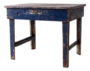 Antique Blue Farmhouse Work Table With Drawer