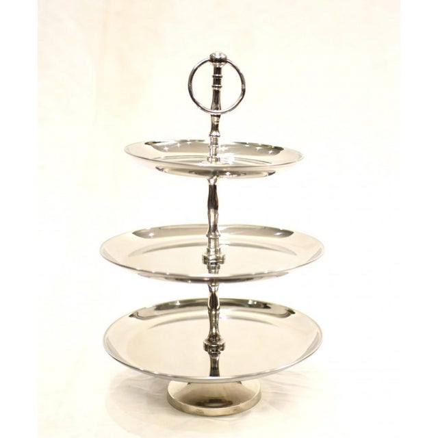 Silver Plate Cake Stand 3 Tiered Afternoon Tea For Sale - Image 13 of 13