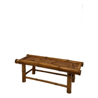 Bamboo & Rattan Midcentury Modern Bench For Sale